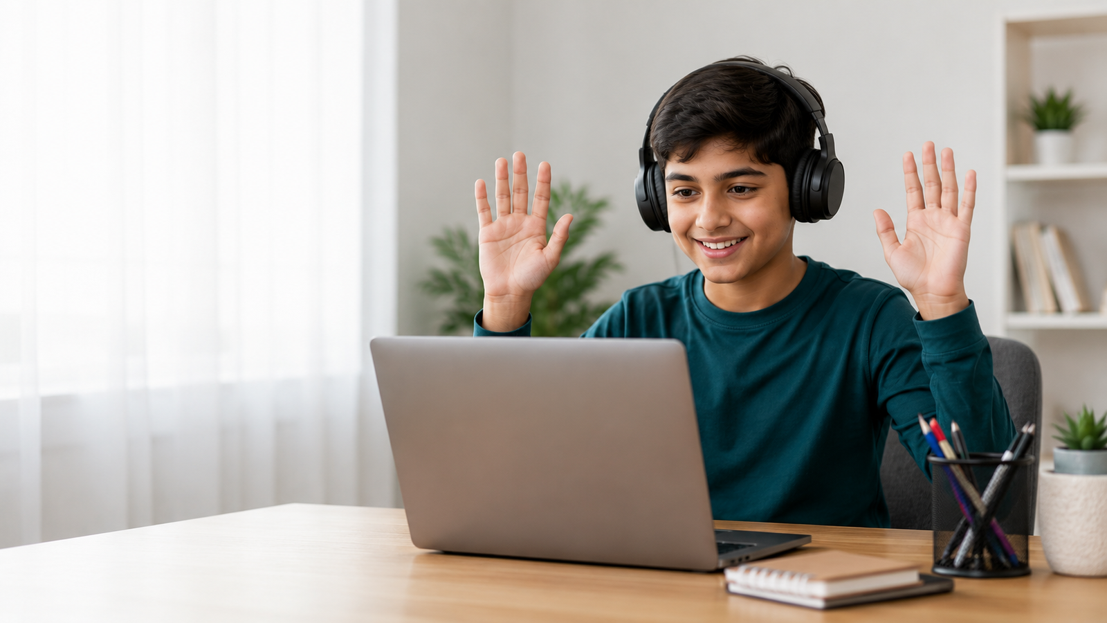 Child attending an online therapy session